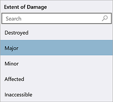 Extent of damage choices