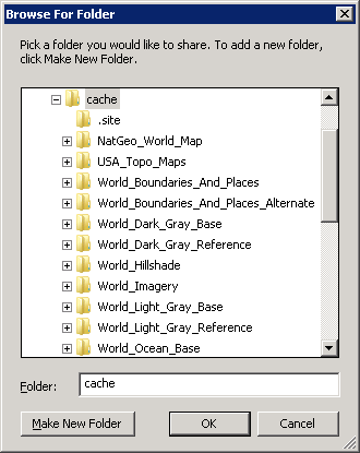 Browse For Folder with cache folder selected