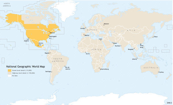 World coverage for National Geographic World Map 6.3