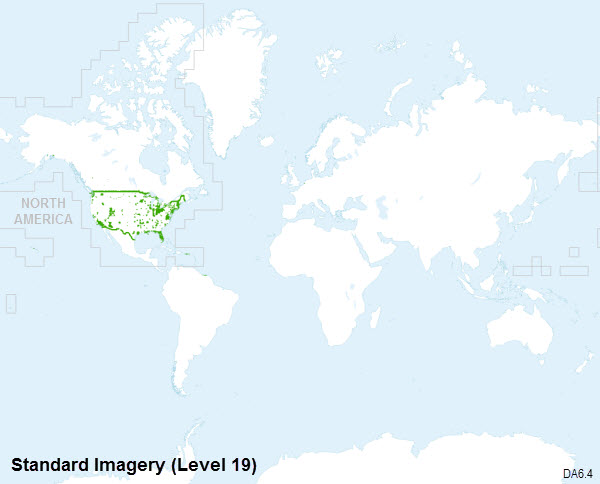 Standard Imagery coverage map at 1:1,000 (Level 19)