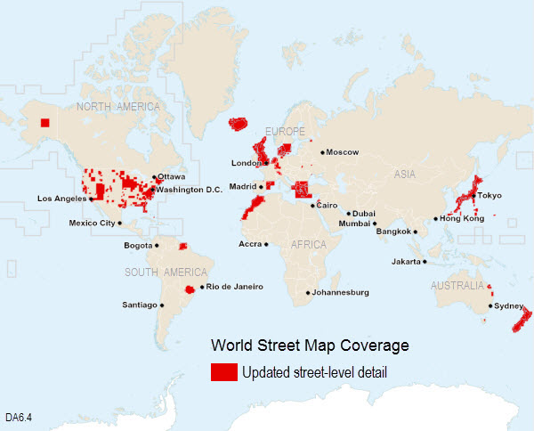Coverage updates for World Street Map 6.4