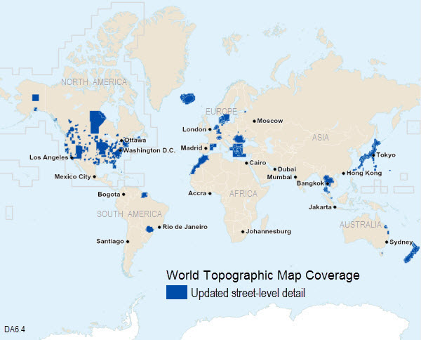 Coverage showing updates for World Topographic Map 6.4