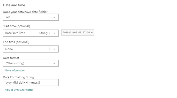 Date and time parameters in the feed configuration wizard