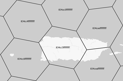 GRID_ID-Feldwerte für H3-Hexagone mit einem Größenwert von 3