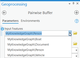 Wissensgraph-Feature-Layer können mithilfe von Geoverarbeitungswerkzeugen analysiert werden.