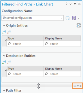 Ziehen Sie die Leiste, oder verwenden Sie die Schaltflächen, um die Größe der Fenster im Bereich "Gefilterte Pfadsuche" zu ändern.