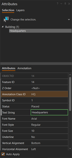 Registerkarte "Annotation" im Bereich "Attribute"