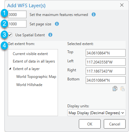 Das Dialogfeld "WFS-Layer hinzufügen"