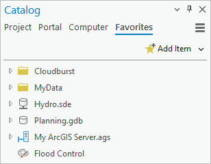 Die Registerkarte "Favoriten" im Bereich "Katalog" Die Registerkarte "Favoriten" im Bereich "Katalog"
