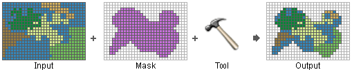 Mit "Maske" werden die Positionen in der Analyseausdehnung identifiziert, die einbezogen werden sollen.