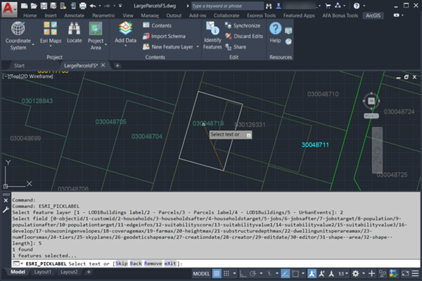 Screenshot des Befehls "Esri_PickLabel"