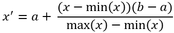 Skalierungsformel für die Minimal- und Maximalwerte des Ausgabeindex