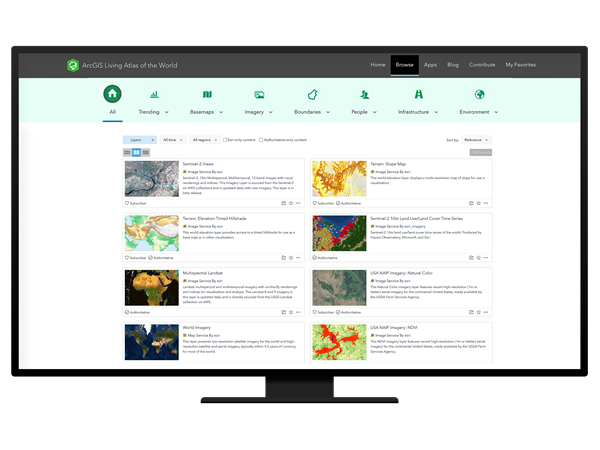 Website des ArcGIS Living Atlas of the World