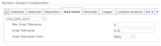 Area Solver tab properties Area Solver tab properties
