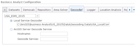 Geocoder tab properties