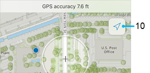 GPS-Schaltfläche auf der Karte während der Erfassung