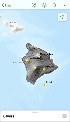 Karte mit deaktiviertem Layer "Lava Flow Hazard Zones"