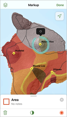 Mauna Kea mit von Hand gezeichnetem Kreis