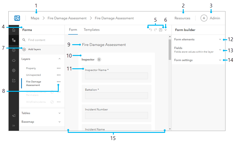 Die Seite "Formulare" mit dem Formular-Builder