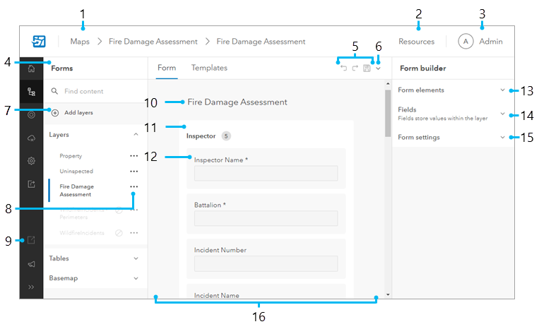 Die Seite "Formulare" mit dem Formular-Builder