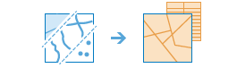 Zweiteiliges Diagramm, aus dem sich eine neue Karte und eine Tabelle ergeben