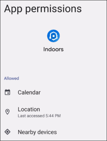 Indoors for Android: Zugriffsberechtigungen Indoors for Android: Zugriffsberechtigungen