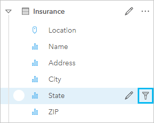 Auf die Schaltfläche "Dataset-Filter" können Sie über den Datenbereich zugreifen.