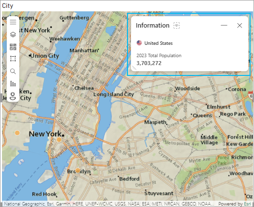 ArcGIS for Microsoft 365-Informationskachel mit der Gesamtbevölkerung der Vereinigten Staaten