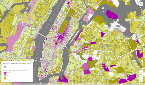 Karte mit U.S. Census-Daten für 2020 aus dem Living Atlas of the World