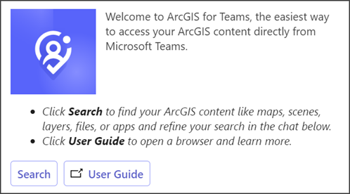 Chatnachricht "Willkommen bei ArcGIS for Teams"