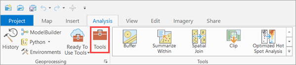 "Werkzeuge" auf der Registerkarte "Analyse" in ArcGIS Pro