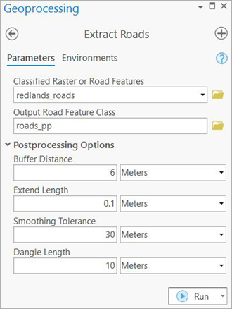 Parameter des Werkzeugs "Extract Roads"