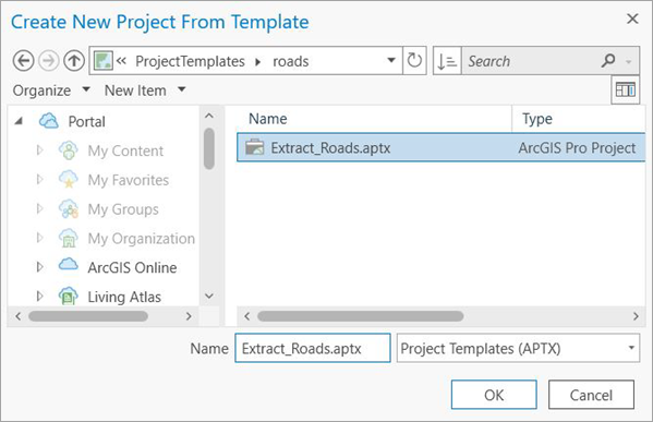 ArcGIS Pro-Projektvorlage "Extract Roads"