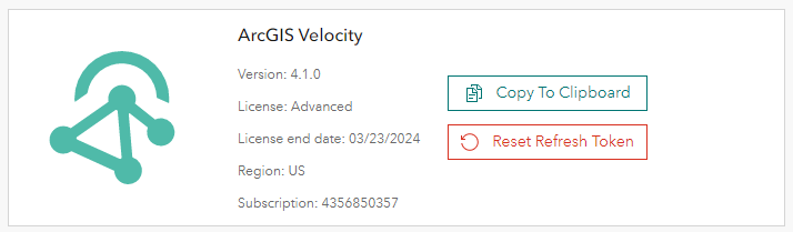 "Aktualisierungstoken zurücksetzen" in ArcGIS Velocity