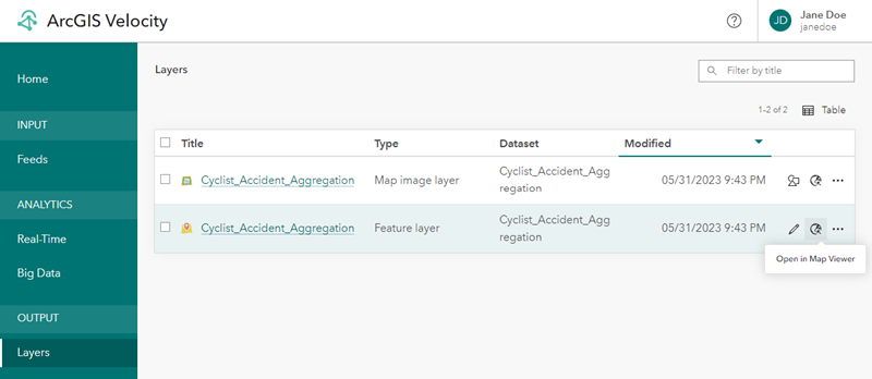 Feature-Layer in Map Viewer öffnen