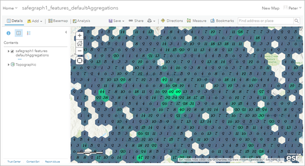 Geänderte Aggregationseinstellungen und Beschriftungen in einer Webkarte