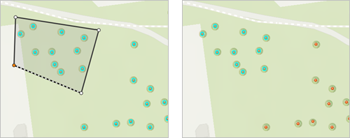Teilen eines Multipoint-Features anhand eines Polygons