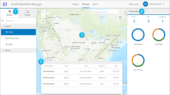 Workflow Manager, Seite "Verwalten" – Übersicht