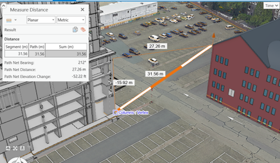 The Measure Distance tool is used to measure the distance of a segment in 3D.