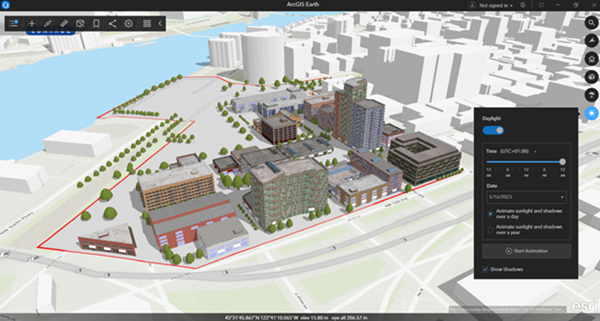 Interactive shadows in ArcGIS Earth