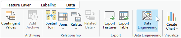 Data Engineering button on the Data contextual tab