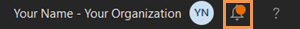 Notifications button indicating a new notification