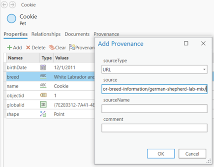 Type a URL that identifies the source of information stored in the property.