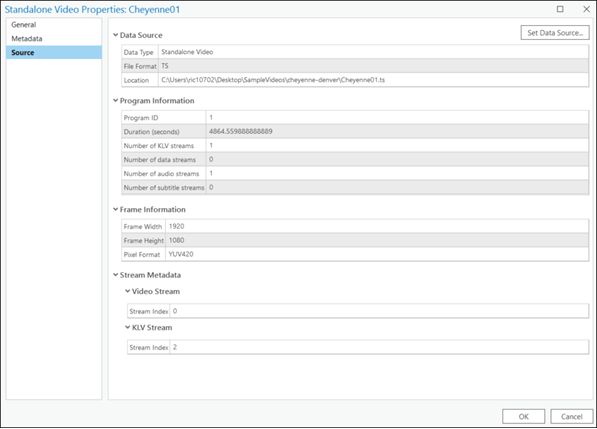 Show properties of a video layer.