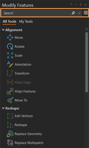 Modify Features pane