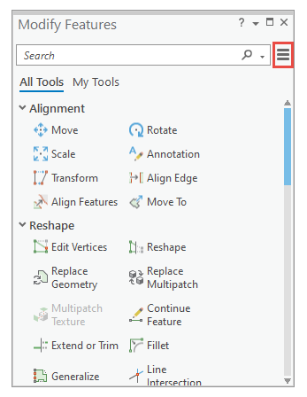 Modify Features Options