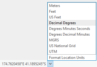 Available location units for a map