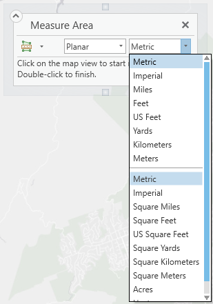 The Measure Area tool uses area units.