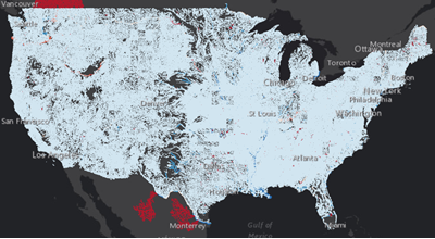 A map of a detailed hydrology dataset