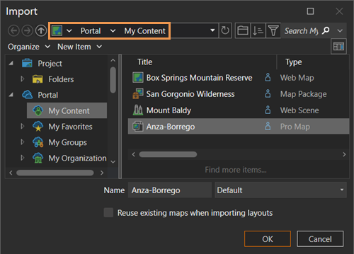 Map file selected on the Import dialog box